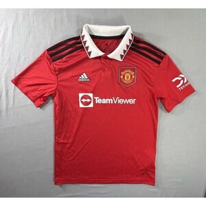 Adidas Manchester United Red Short Sleeve Soccer‎ Jersey Youth Medium Team Wear